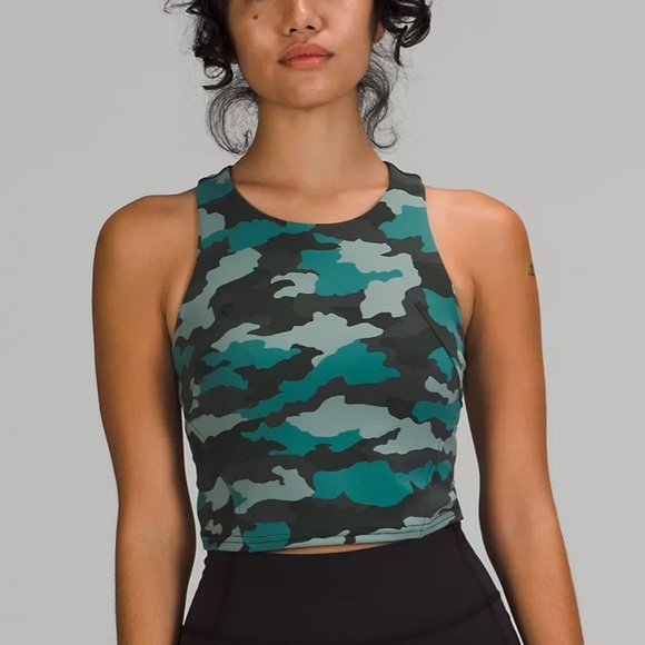 Invigorate Train Tank Size 4 Green Blue Camo lululemon sports bra top - Picture 9 of 9